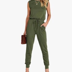Olive Green Sleeveless Jumpsuit